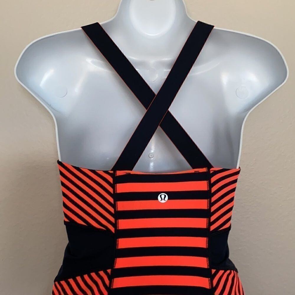 Lululemon Orange/Blue Striped. Sexy back XS/S Tangerine